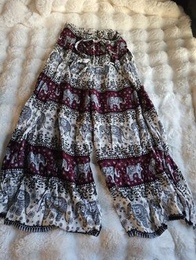 Thailand Elephant Loose Fit Pants With Slit